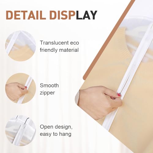 Translucent Garment Bags, 2025 New Clear Garment Bags for Home Storage, Lightweight Clothes Covers for Closet Organization, Durable Shirt Storage Bags for Travel (60x100cm)4