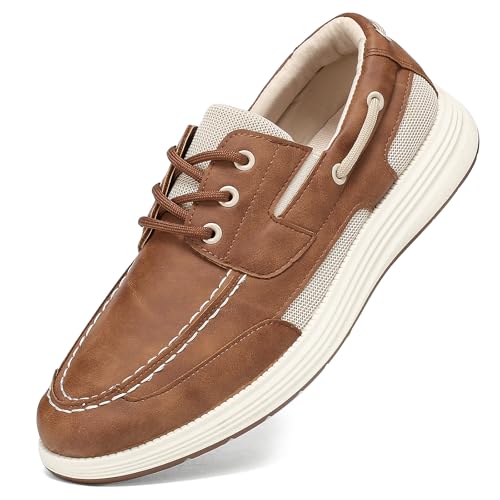 Men's Slip on Casual Loafers, 3-Eye Boat Shoes Men, Lightweight Non Slip Walking Shoes for Casual Outings, Beach, Boating