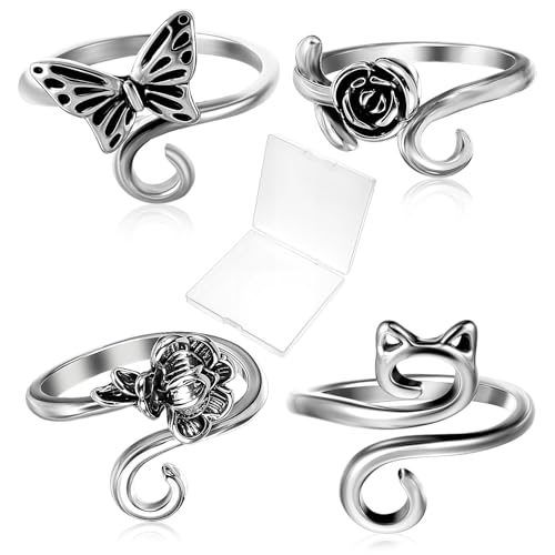 YUXIANLB 4 Pieces Crochet Ring for Fingure Cute Yarn Guide Knitting Ring for Crocheting Adjustable Crochet Tension Rings Yarn Tension Open Rings Easy Crocheting Crochets Accessories Crochets Supplies