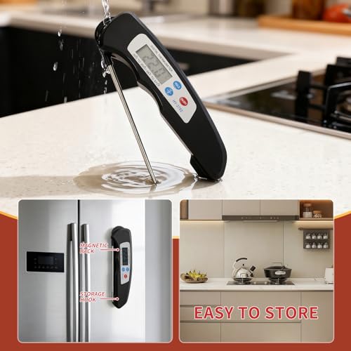 Meat Thermometer Digital - Instant Read Food Thermometer for Cooking Grilling Air Fryer Griddle Probe Kitchen Gadgets Essentials BBQ Accessories Grill Gifts for Men Him Dad Fathers Day