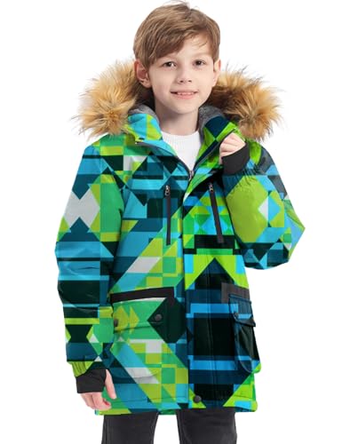 Image of GEMYSE Boy's Winter Waterproof Ski Snow Jacket Hooded Fleece Windproof Jacket
