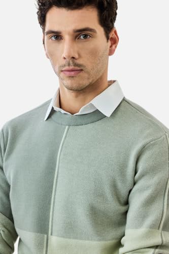 Image of SNITCH Men's Sweater | Color Block Acrylic Blend Regular Fit Crew Neck | Stylish Full Sleeve Lightweight Winter Knitwear for Casual Wear & Everyday Fashion