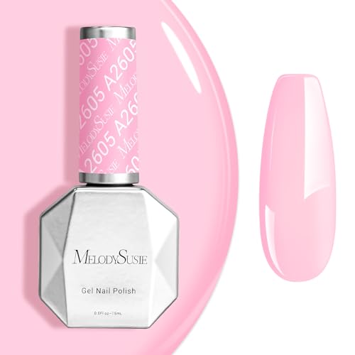 Image of MelodySusie Light Pink Gel Nail Polish,0.5fl oz Nails Soak Off UV LED Macaron Creamy Pink Gel Polish Gift for Women Nail Art Manicure Salon DIY Nail Design Decoration at Home-A2605
