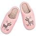 WINZYU Chaussons Femme Hommes Hiver Chaud Peluche Pantoufles Confortable Cadeau Maison Chaussures, Renne Rose 40/41 EU