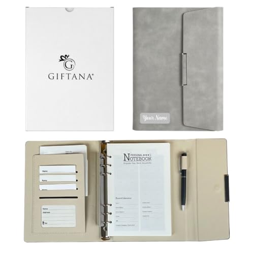Image of Giftana Personalized Diary with Name, Personalized Office Planner Notebook Diary with Magnetic Lock, Corporate Gifts for Employee (Grey)