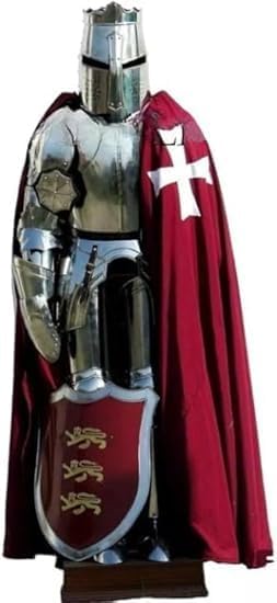 Medieval Wearable Knight Crusader Gothic Full Body Suit of Armor Costume – 6 Feet, Nickel Finish, LARP & Display Ready