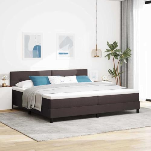vidaXL Boxspringbett mit Matratze Dunkelbraun 200X200 cm Stoff Langlebig Geräumig Elegant Schlafzimmermöbel Topper Taschenfederkern Luxus Zuhause