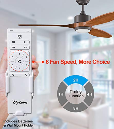 Ovlaim-52-Inch-Modern-Ceiling-Fan-with-LED-Light-Remote-Control-3-Walnut-Timber-Blades-6-Speed-3-Color-Temperature-Changeable-Noise-Free-DC-Motor-for-Living-Room-Bedroom-Brown