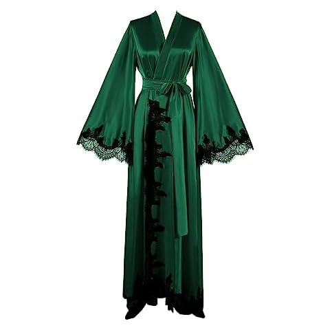 Daily Life Mall Women's robe Long Bridesmaid Robe Lingerie maternity Gown for photoshoot Satin Kimono Robes Silk Dressing Gown Long Robe Green robe Dress Cover