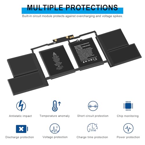 Image of ASUNCELL A1707 A1820 Battery for MacBook Pro 15 inch 2016 2017 Touch Bar Version Model A1707 EMC 3162 3072 Identifier MacBookPro13,3 & MacBookPro14,3