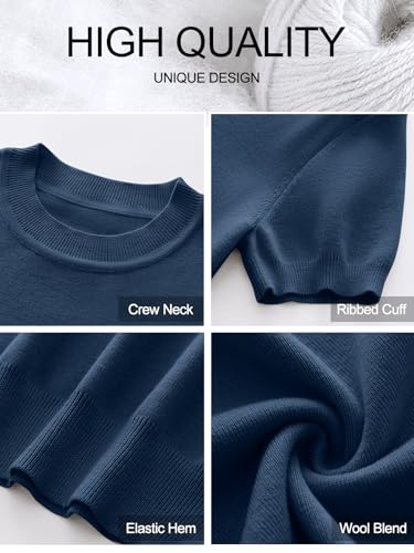 Image of ANRABESS Womens Short Sleeve Sweaters Wool Blend Crew Neck Sweater Shirts Business Casual Work Tops 2026 Summer Outfits