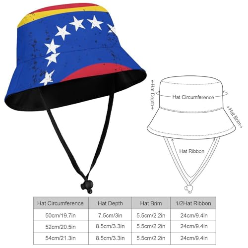 Retro Venezuela FlagChildren's Bucket Hat for Boys and Girls, Breathable Summer Beach Hat54cm2