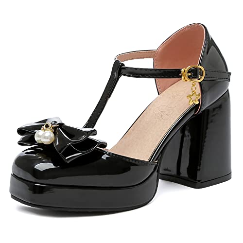 Mary Janes bout carré et sandales de fête à nœud pour femme