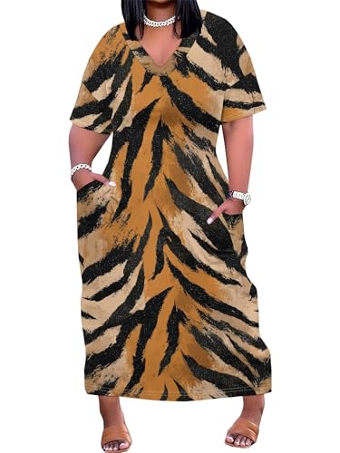 Image of SUZONANA Plus Size Dresses for Curvy Women African Print American Dress Summer Outfits Casual Loose with Pocket