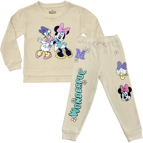 Image of Disney Girls Minnie Mouse Clothing Set - Minnie Mouse and Daisy Duck Sweatshirt and Jogger - 2-Piece Outfit Set - Sizes 4-10