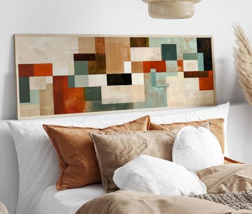 Format horizontal étroit en toile géométrique pour salon moderne