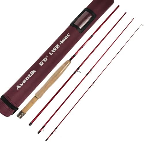 Aventik Whisperer Fly Fishing Rod 4 Pieces, 6FT 0/1/2/3wt, 7FT 3/4wt, 24T Corbon Fiber Fast Action Super Compact Freshwater Ultra Light Fly Rod with Cordura Tube (6'6'' LW2)
