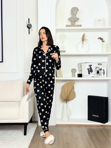 Pijama Americano Feminino Adulto De Frio Com Botões Com Abertura Frontal de Inverno Manga Longa e Ca