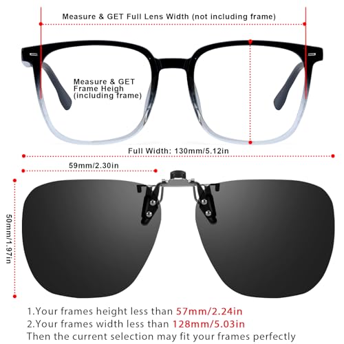 VIEWBETTER® Polarized Clip On Sunglasses Over Prescription Glasses - UV Protection & Driving Anti Glare (Flip Up Clips)3