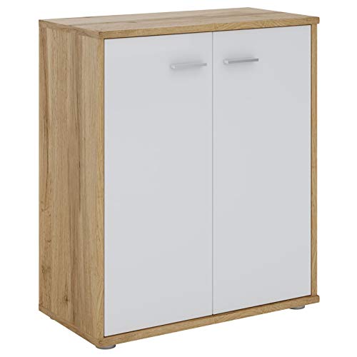 IDIMEX Buffet Salle à Manger FIRMIN L 60 cm Coloris chêne Sauvage et Blanc avec 2 Portes bahut Bas Meuble de Rangement Style Moderne Commode vaisselier 60 x 70 x 30 cm