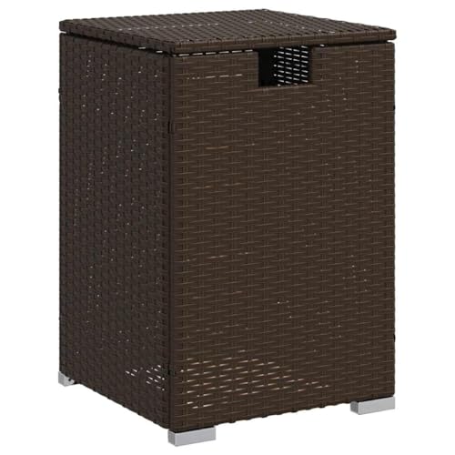 vidaXL Table de Couverture de Bouteille de Propane, Boîte de Rangement pour Bouteille, Support de Bouteille Jardin, Marron Résine Tressée