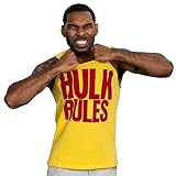 Costume Agent Wrestler Hogan Rules Sleeveless Yellow T-Shirt Back Ripped Tank Top Halloween Costume Cosplay (Medium)
