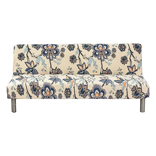 Fuangui Armless Futon Covers Stretch Futon Couch Cover Printed Sofa Bed Cover Armless Sofa Cover Furniture Protector With Elastic Bottom For Folding Sofa Slipcover Without Armrests, 09 #TOP5