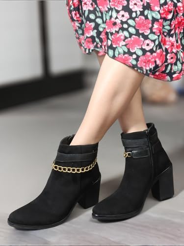 Image of Elle Women Stylish, Trendy, Comfortable Heeled Boot with extra cushion for Office, Party and Casual Use