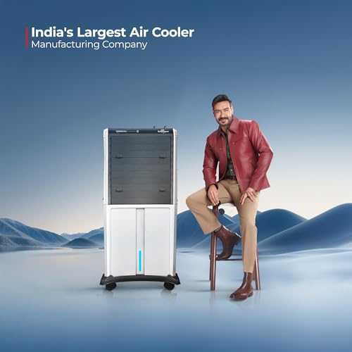 Image of SUMMERCOOL Kohinoor 65L Desert air cooler with wheel for Room | High Speed Fan | 25ft powerful air throw | Inverter Compatible | HoneyComb| Collapsible Louvres | 1 year warranty| White
