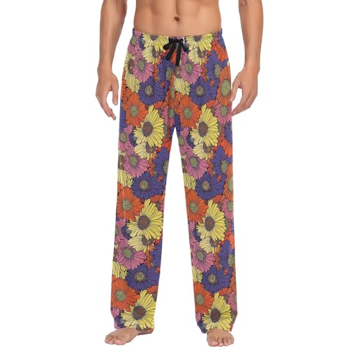 ALAZA Colorful Boho Flowers Men’s Pajama Pants Soft Long Sleep Pants Lounge Pajama Bottoms with Pockets