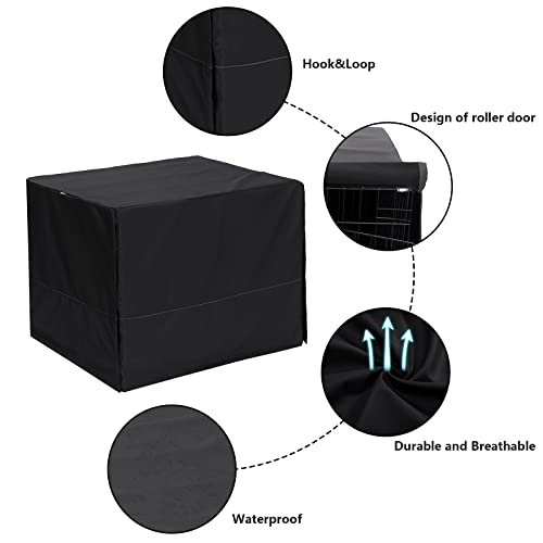 Dog Crate Cover for Wire Crates Kennel Cage, Heavy Nylon Waterproof, Fits Most 24" inch Dog Crates, Easy to Put On, Take Off, Shade Off and Adjustable - Cover only - Black - Image 4