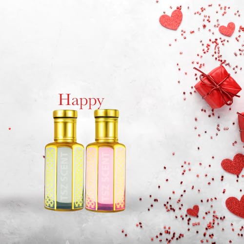 مجموعة هدايا زيت عطري من تي اس زد سنت برائحة المسك والطهارا وغزل البنات - 2 × 12 مل عطر طويل الامد للنساء، خال من الكحول، حلو، ناعم، بحجم مناسب للسفر - هدية للنساء