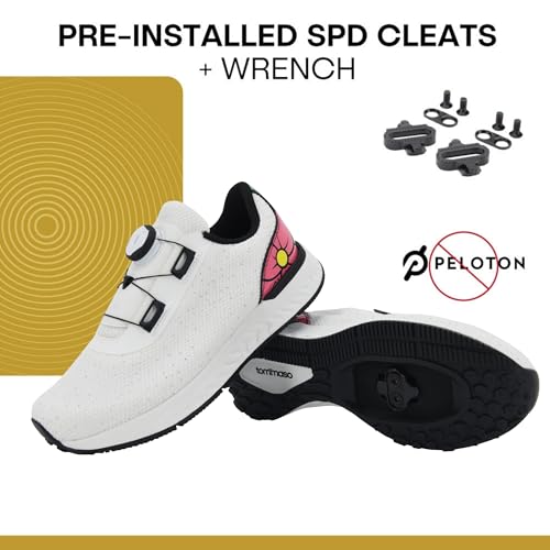 Tommaso Women's Cycling Shoes with Pre-Installed SPD Cleats — Easy to Walk-in Ventilated SPD Cycling Shoes for Women's Spin Classes and Indoor Bikes — Comfortable on Foot and Toebox.3