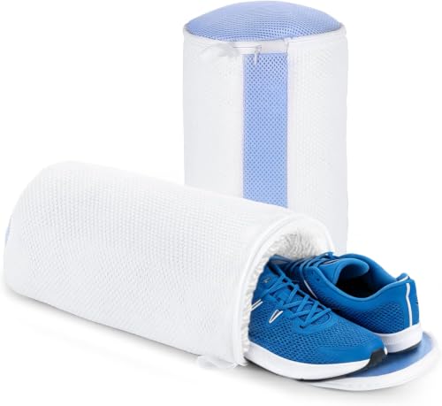 Image of Teletrogy 2Pcs Shoe Washing Machine Bags, Laundry Shoes Bag for Washer & Dryer, Reusable Shoe Cleaning Bag Fluffy Fiber Inside, Large Sneaker Tennis Laundry Bags for All Mudy Shoes, 7 x 13 Inches