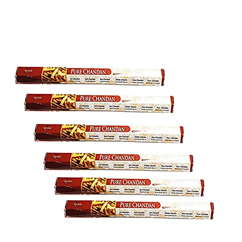 Rishta Chandan Agarbatti 20stk (Pack of 6) - Premium Indian Aroma Sandalwood Incense Stick - Natural Air Freshener – Can be used to practice yoga or to meditate