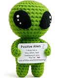 Christmas Stocking Stuffers for Adults - Funny Positive Alien Crochet Plush with Uplifting Message Card - Small Encouragement Gift for Women, Men,Teens, Friends, Ideal for Birthday, Graduation