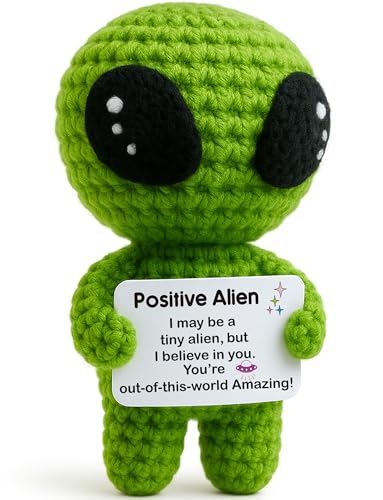 Christmas Stocking Stuffers for Adults - Funny Positive Alien Crochet Plush with Uplifting Message...