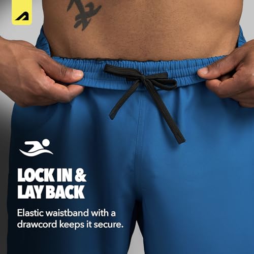 Image of Boldfit Swimming Shorts for Men Stretchable Fit Swim Trunk for Men Swimming Jammers for Man Adjustable Swim Short for Mens Breathable Quick Drying Shorts for Swimming Swimwear for Mens - Blue M
