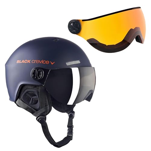 Black Crevice Skihelm Arlberg mit 2 Visier, Navy/orange, S/M