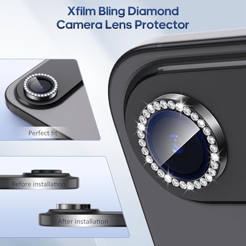 Image of CLITZ for iPhone 17 Air Camera Lens Protector Bling, Individual Diamond Metal Ring with 9H Hardness, Scratch-Proof Camera Screen Protector, Stylish Accessories, Case Friendly (Black)