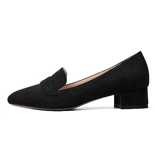 AMBELIGHT Womens Square Toe Casual Office Slip On Soild Block Low Heel Pumps Shoes 1.5 Inch2