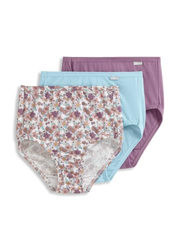 Image of Jockey Women's Underwear Plus Size Elance Brief - 3 Pack, Bleached /Elissa Floral /Silver Plum, 8