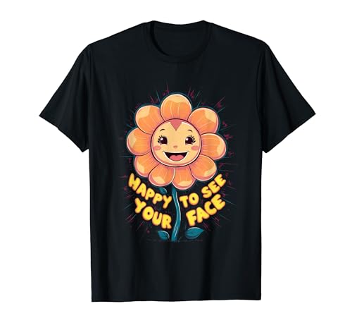 Feliz de ver tu cara Groovy Flower Back To School Teacher Camiseta