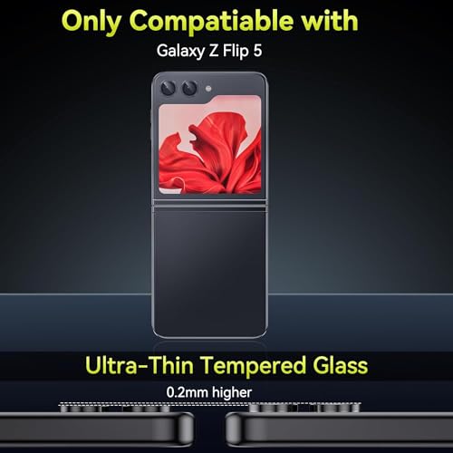 Image of HUMBLE Camera Lens Protector for Samsung Galaxy Z FLIP 5 Tempered Glass Camera Lens Protector Tempered Glass Lens with Aluminum Edge Ring Cover Fit for Samsung Galaxy Z FLIP 5 (Purple)
