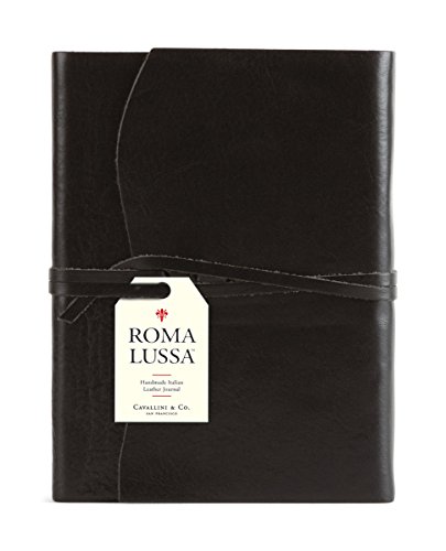 Journal en cuir souple Roma Lussa Cavallini noir à rabat traditionnel