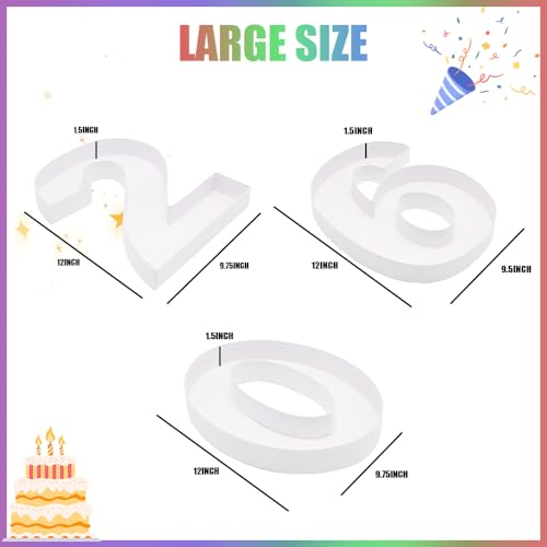 Image of 2026 Cardboard Number Fillable Charcuterie, New Year Eve Graduation Centerpiece Decorations (White, 12inch)