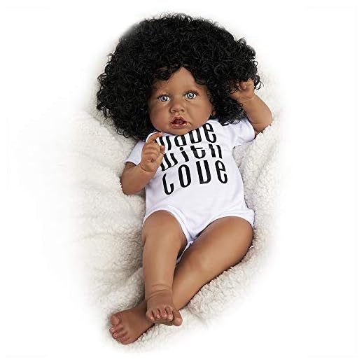 JIZHI Realistic Reborn Baby Dolls [Hand Painted & Wrinkle Skin] 20 Inch Black African American Lifelike Baby Dolls Soft Silicone Vinyl Newborn Baby Dolls for Baby Kids Age 3+