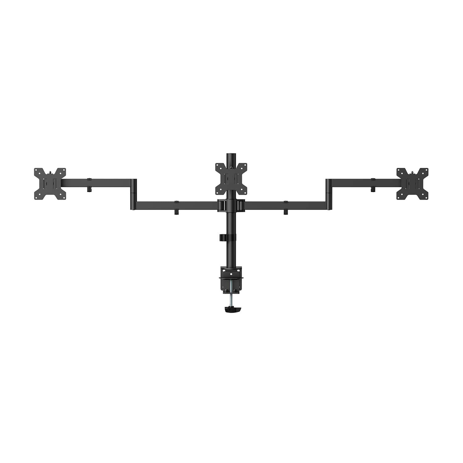 AISENS - DT27TSR-281 - Supporto da tavolo Eco girevole e inclinabile per 3 monitor da 10 kg (3 pin, 2 braccia) da 13-27, nero