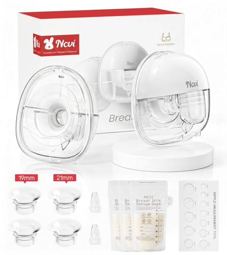 Image of NCVI Wearable Pump, Hands Free Electric Pump with 4 Modes & 9 Levels Suction, Portable Pump Ultra Quiet <42dB, 150min Battery Life, 19 /21 /24mm Flange, Breastfeeding Pump for Moms