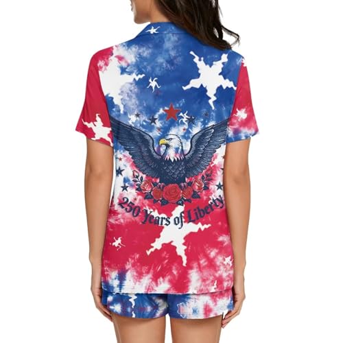 Image of Women's Short Sleeve Sleepwear Pajamas Nightwear with Pockets | skin-friendly breathable material resists pilling fading and deformation after repeated washing